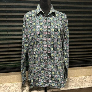 Wrangler Women’s Black Pearl Snap Metallic Nein Floral Print LS Shirt Cotton Lrg